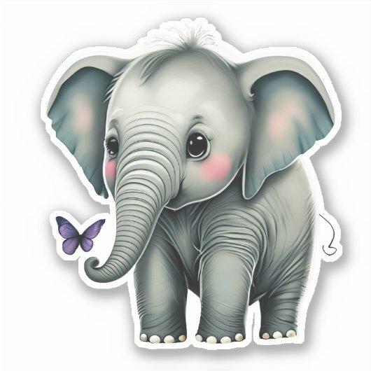Autocollant Whimsical pour éléphant mignon pour en (Devant)