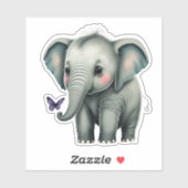 Autocollant Whimsical pour éléphant mignon pour en (Feuille)