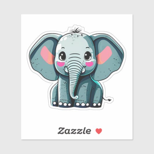 Autocollant Whimsical pour éléphant mignon pour en (Feuille)