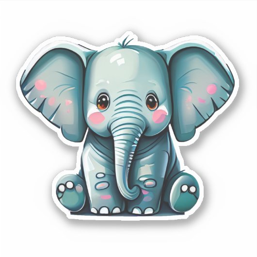 Autocollant Whimsical pour éléphant mignon pour en (Devant)