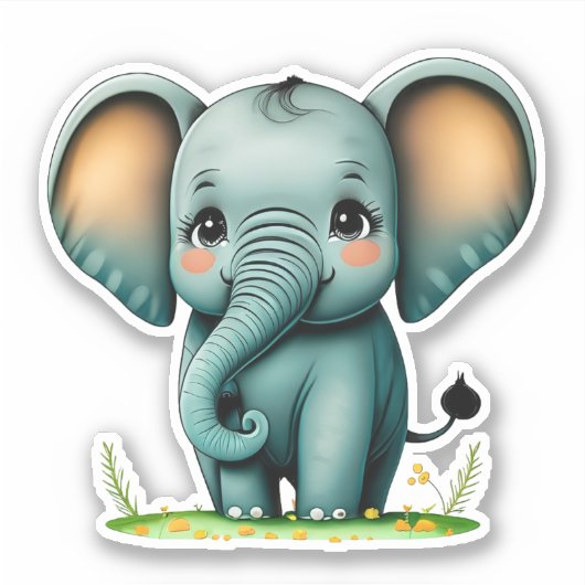 Autocollant Whimsical pour éléphant mignon pour en (Devant)