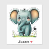 Autocollant Whimsical pour éléphant mignon pour en (Feuille)