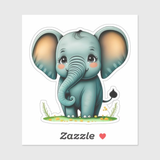 Autocollant Whimsical pour éléphant mignon pour en (Feuille)