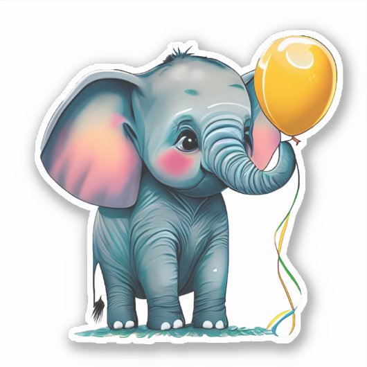 Autocollant Whimsical pour éléphant mignon pour en (Devant)