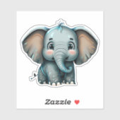 Autocollant Whimsical pour éléphant mignon pour en (Feuille)