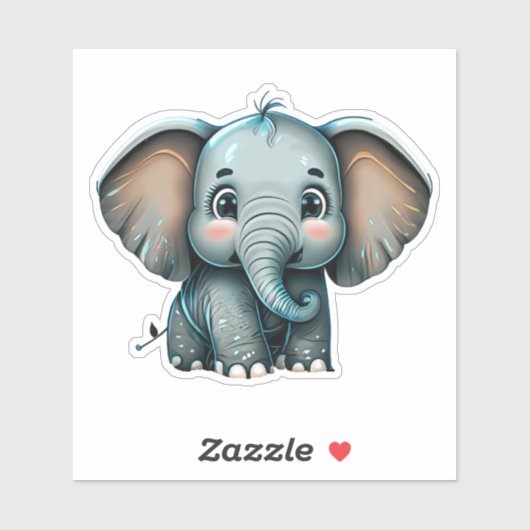 Autocollant Whimsical pour éléphant mignon pour en (Feuille)