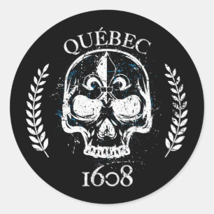 Autocollant (x20_ ronds Québec biker skull/crane) Ronde Sticker