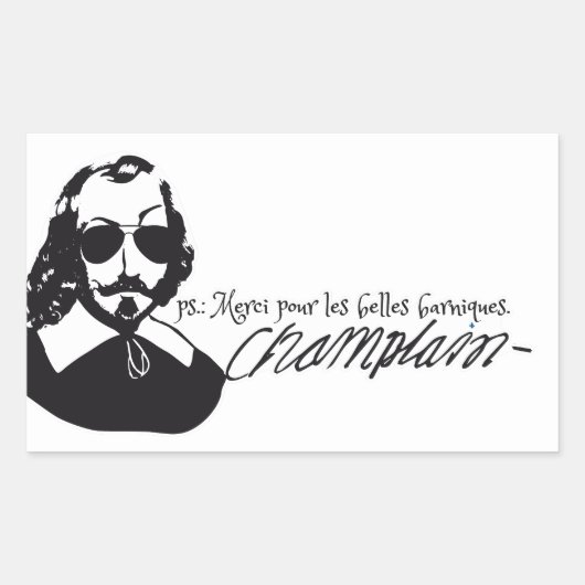 Autocollant x20 Samuel Champlain Hipster lunettes (Devant)