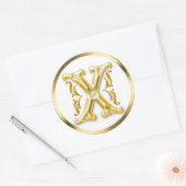 Autocollant X rond initial en or (Enveloppe)