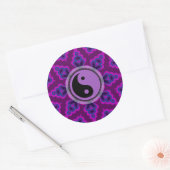 Autocollant Yin Yang à fleurs géométriques violett (Enveloppe)