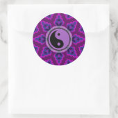 Autocollant Yin Yang à fleurs géométriques violett (Sac)