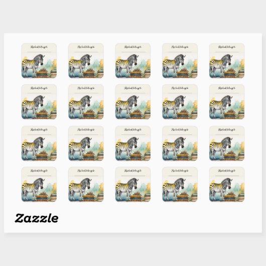 Autocollant Zebra et Livres modifiables (Feuille)