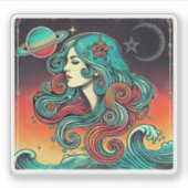 Autocollant Zodiac Aquarius Conception rétro (Devant)