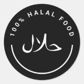 Autocollants 100% Halal Food Round (Devant)