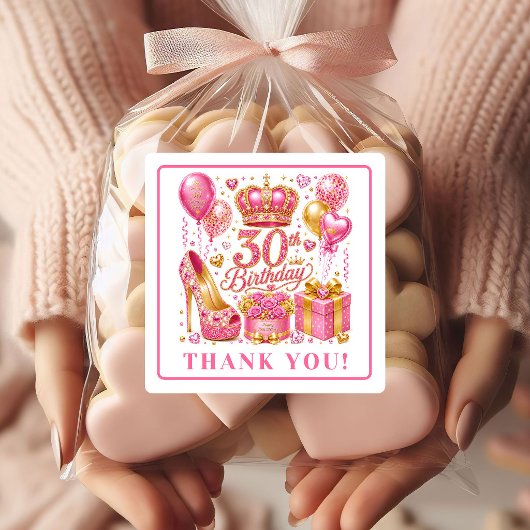 Autocollants 30e Anniversaire Chic Rose Chaude Con