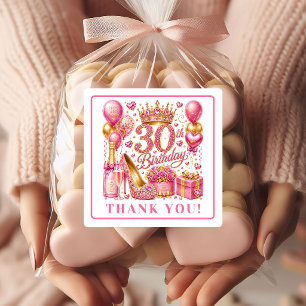 Autocollants 30e Anniversaire Paillettes Rose Gold