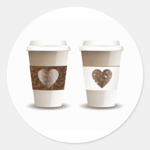 Autocollants à emporter de tasses de café d'amour