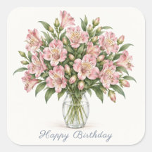 Autocollants Alstroemeria Rose Joyeux Anniversaire