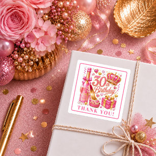 Autocollants Anniversaire 30 Ans Confettis Or Rose