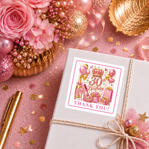 Autocollants Anniversaire 30 Ans Paillettes Rose C