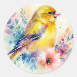 Autocollants aquarelle floraux Yellow Bird