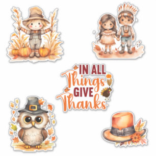 Autocollants aquarelle pour Thanksgiving mignons