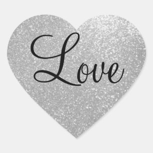Autocollants argentés de forme de coeur de parties