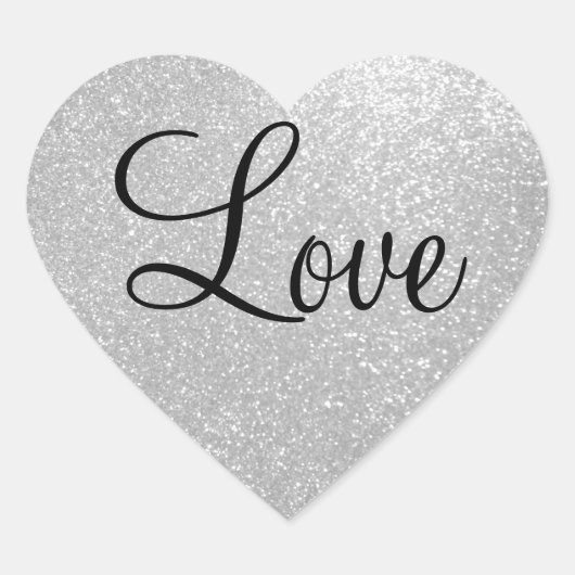 Autocollants argentés de forme de coeur de parties (Devant)