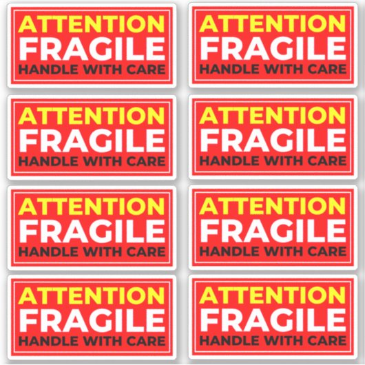 Autocollants Attention Fragile (Manipuler avec soi (Devant)