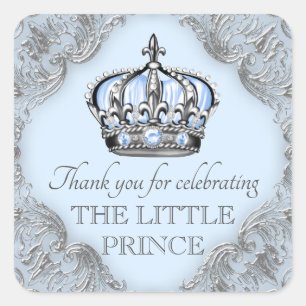 Autocollants Baby Shower Baby Blue Silver Prince