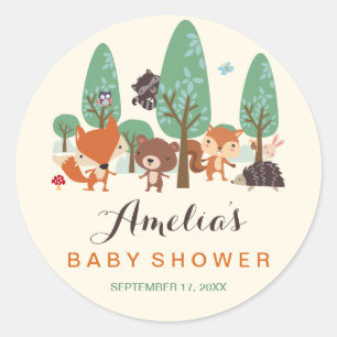 Autocollants Baby Shower Petits Amis de la Forêt