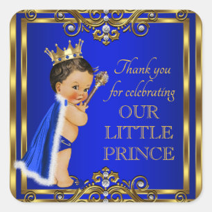 Autocollants Baby Shower Prince Bleu Or