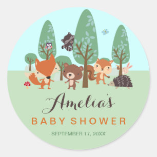 Autocollants Baby Shower Sweet Woodland Friends