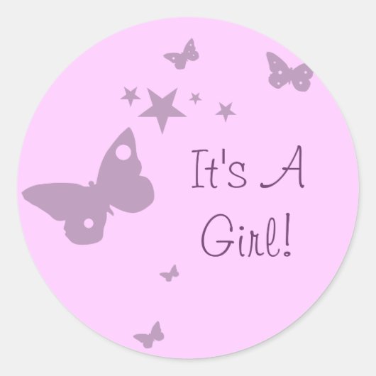 Autocollants Bébé Fille Papillon Rose C'est Une Fi (Devant)