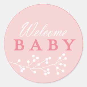 Autocollants bienvenus de baby shower de roses