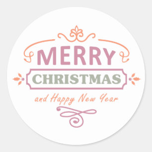 Autocollants blancs de bonne année de Joyeux Noë