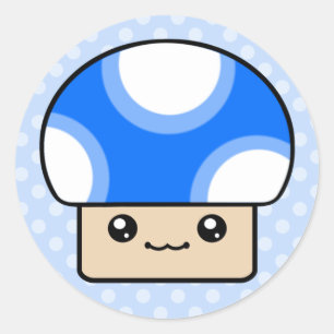 Autocollants bleus de champignon de Kawaii de