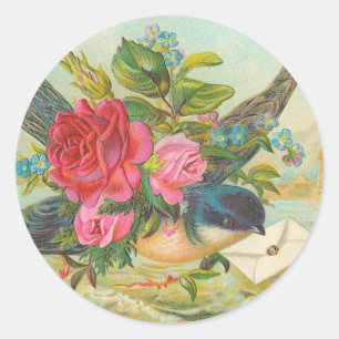 Autocollants bleus vintages d'oiseau