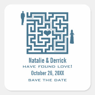 Autocollants Blue Love Maze Save the Date