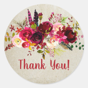 autocollants boho floral merci