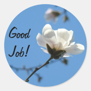 Autocollants Bon Travail ! Fleur de Magnolia Ciel