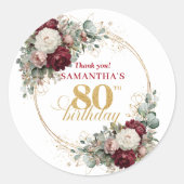 Autocollants Botanical Blush Burgundy 80e Annivers (Devant)
