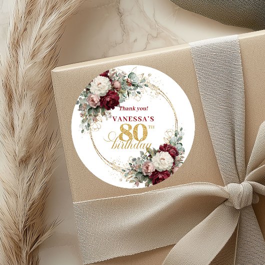Autocollants Botanical Blush Burgundy 80e Annivers