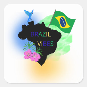 Autocollants Brésil – Drapeau vibrant et motifs in