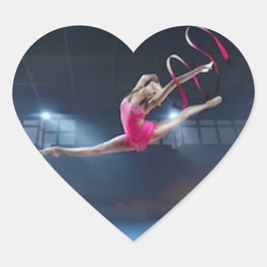 Autocollants brillants cœur de gymnastique. (Devant)