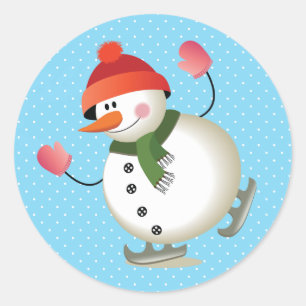 Autocollants brillants patin bonhomme de neige 3 p