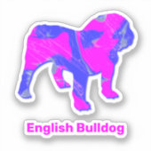 Autocollants Bulldog Crazy Hot Pink & Blue Cut (Recto)