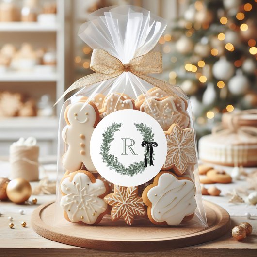 Autocollants Cadeau Couronne de Laurier Monogramme