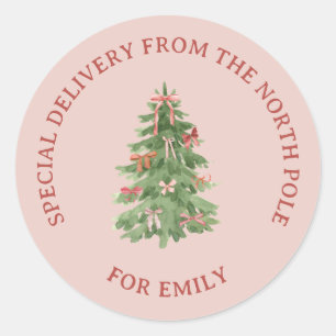 Autocollants Cadeau Sapin de Noël Rose Fille Pôle