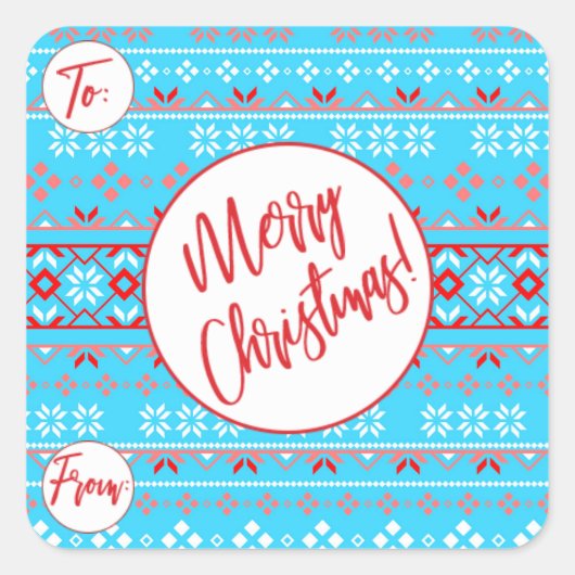 Autocollants cadeaux Motif de Noël bleu (Devant)